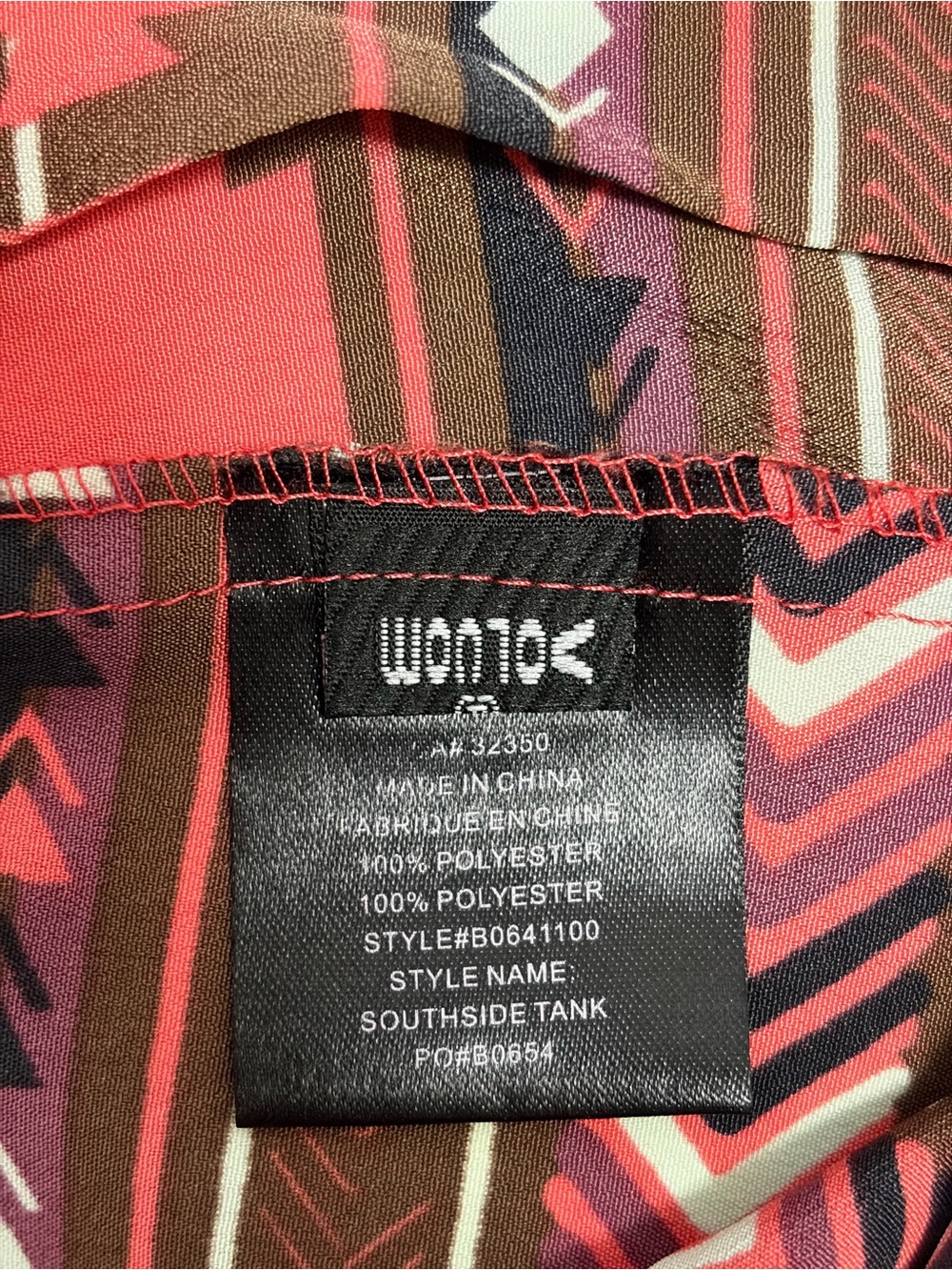 Volcom Red Aztec-Pattern Scoop Neck Tank - Picture 6 of 8